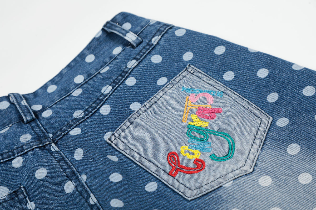 Madxmarx Jeans aus gewaschenem Denim mit Punkten