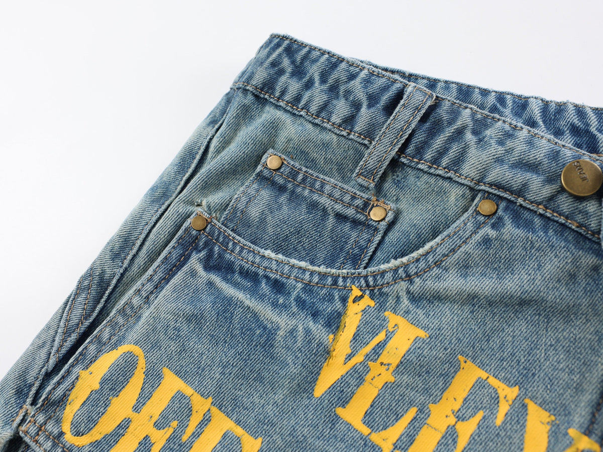 Madxmarx Graphic Wide-Leg Denim Pants