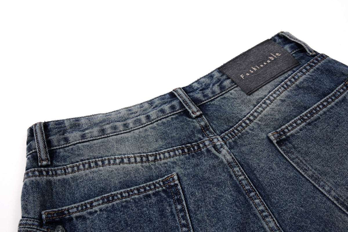 Madxmarx Washed Button-Detail Baggy Jeans