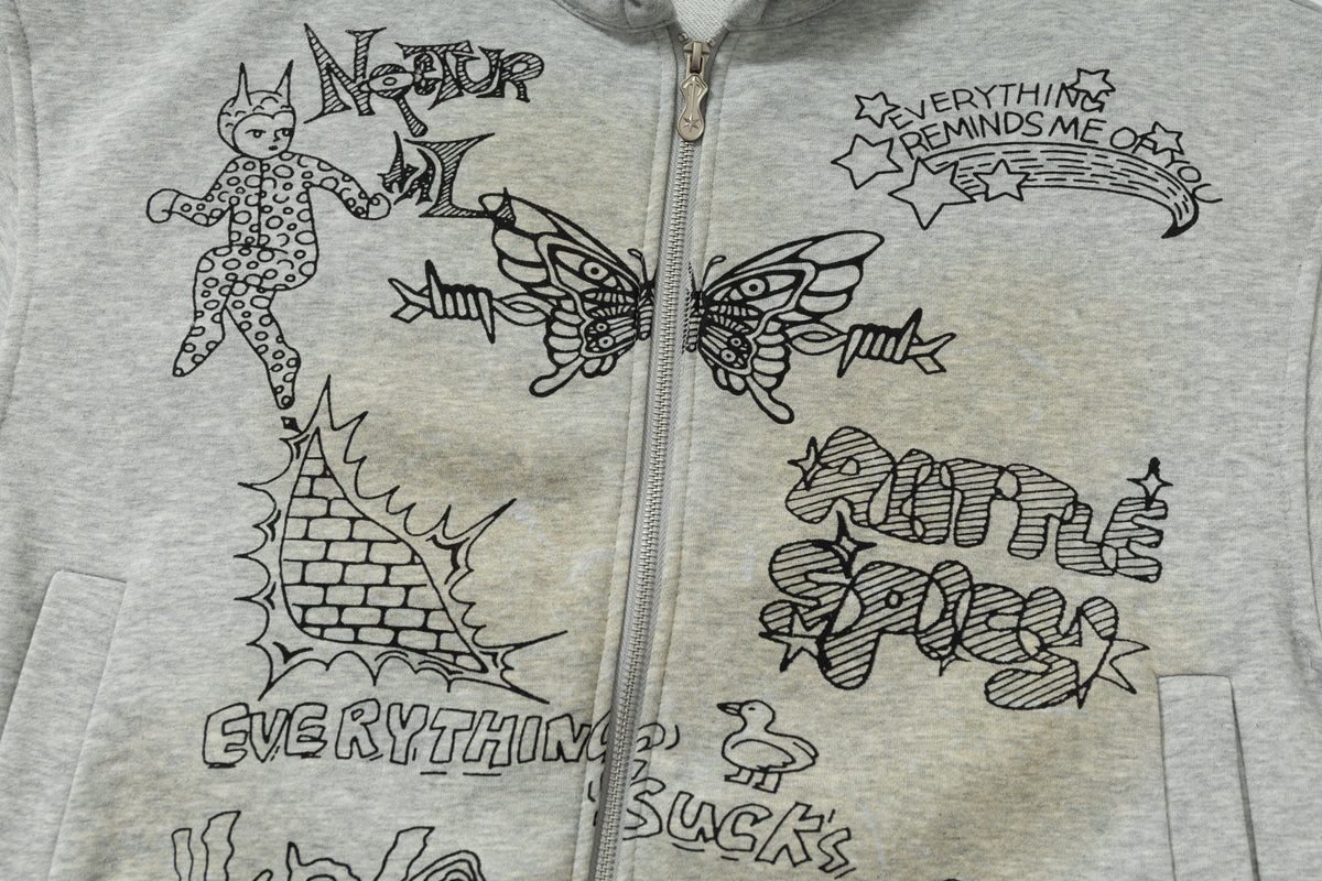 Madxmarx Doodle Graphic Zip Hoodie