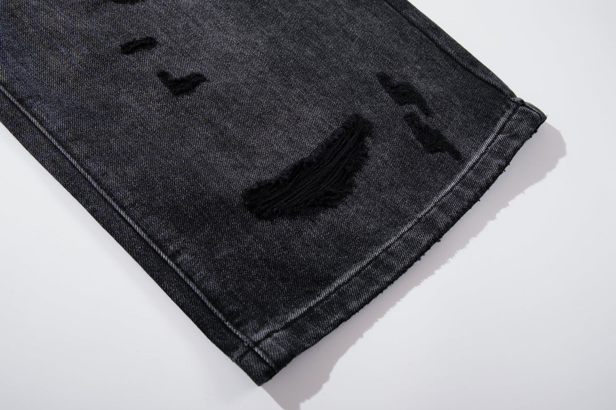 Madxmarx Jeans mit weitem Bein in beschichteter Distress-Optik