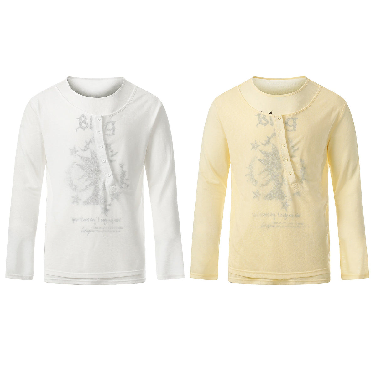 Madxmarx Graphic Long Sleeve Henley Tee