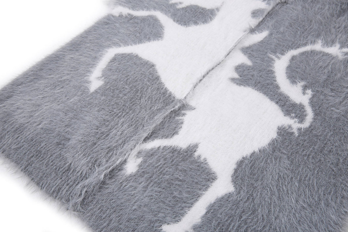 Madxmarx Fuzzy Graphic Zip-Up Sweater