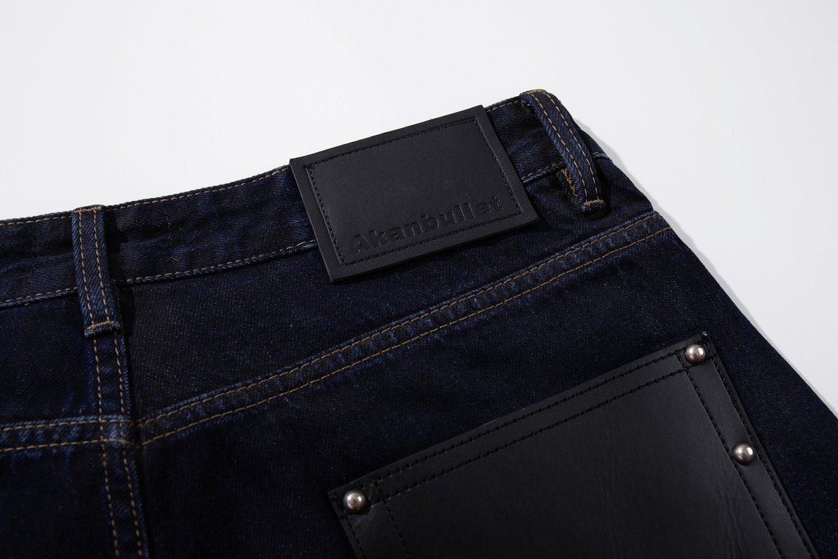 Madxmarx Leather-Patch Wide-Leg Denim