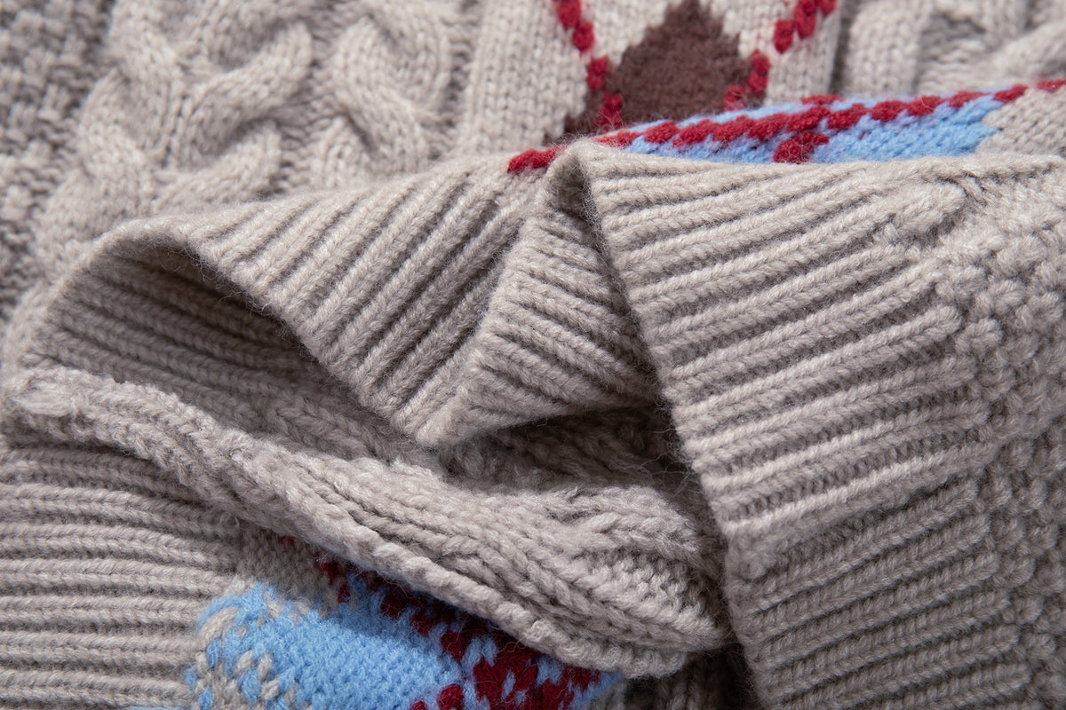 Madxmarx Argyle Cable Knit Sweater