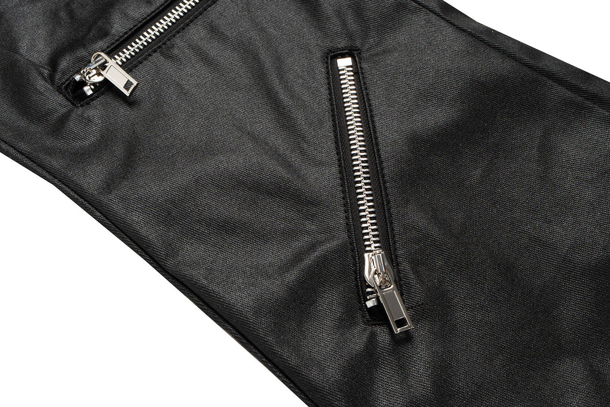 Pantalon en cuir à fermeture éclair et découpes Madxmarx