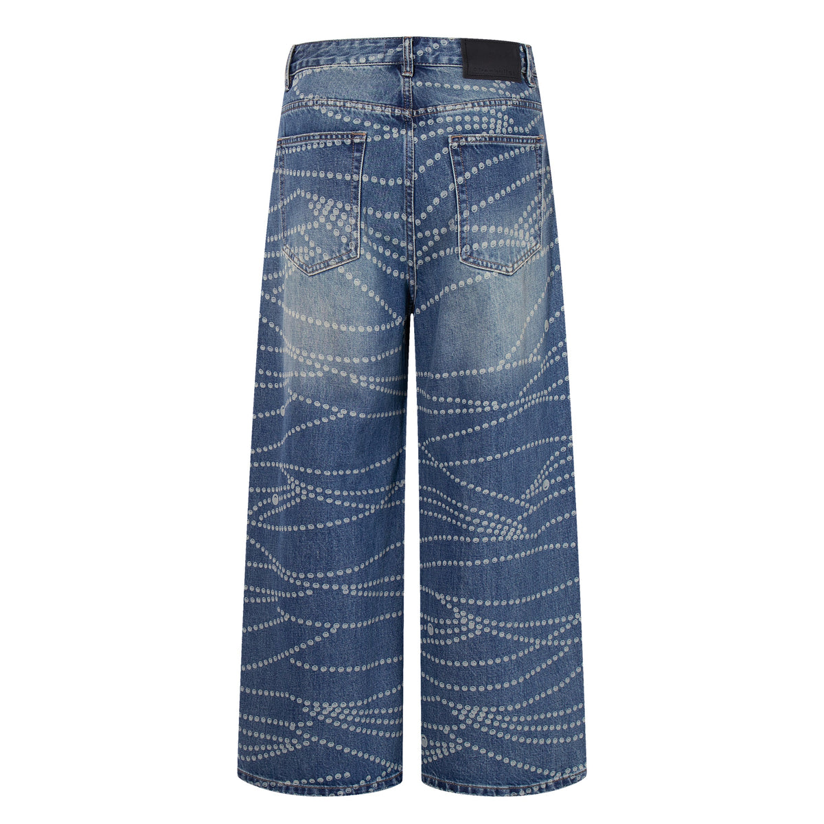 Madxmarx Dot-Pattern Wide-Leg Denim Pants