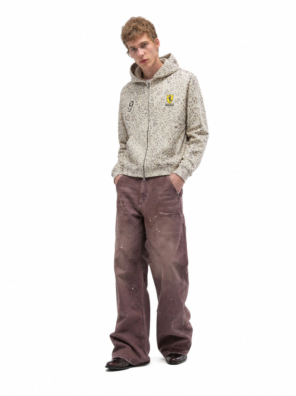 Madxmarx Leopard Graphic Zip-Up Hoodie
