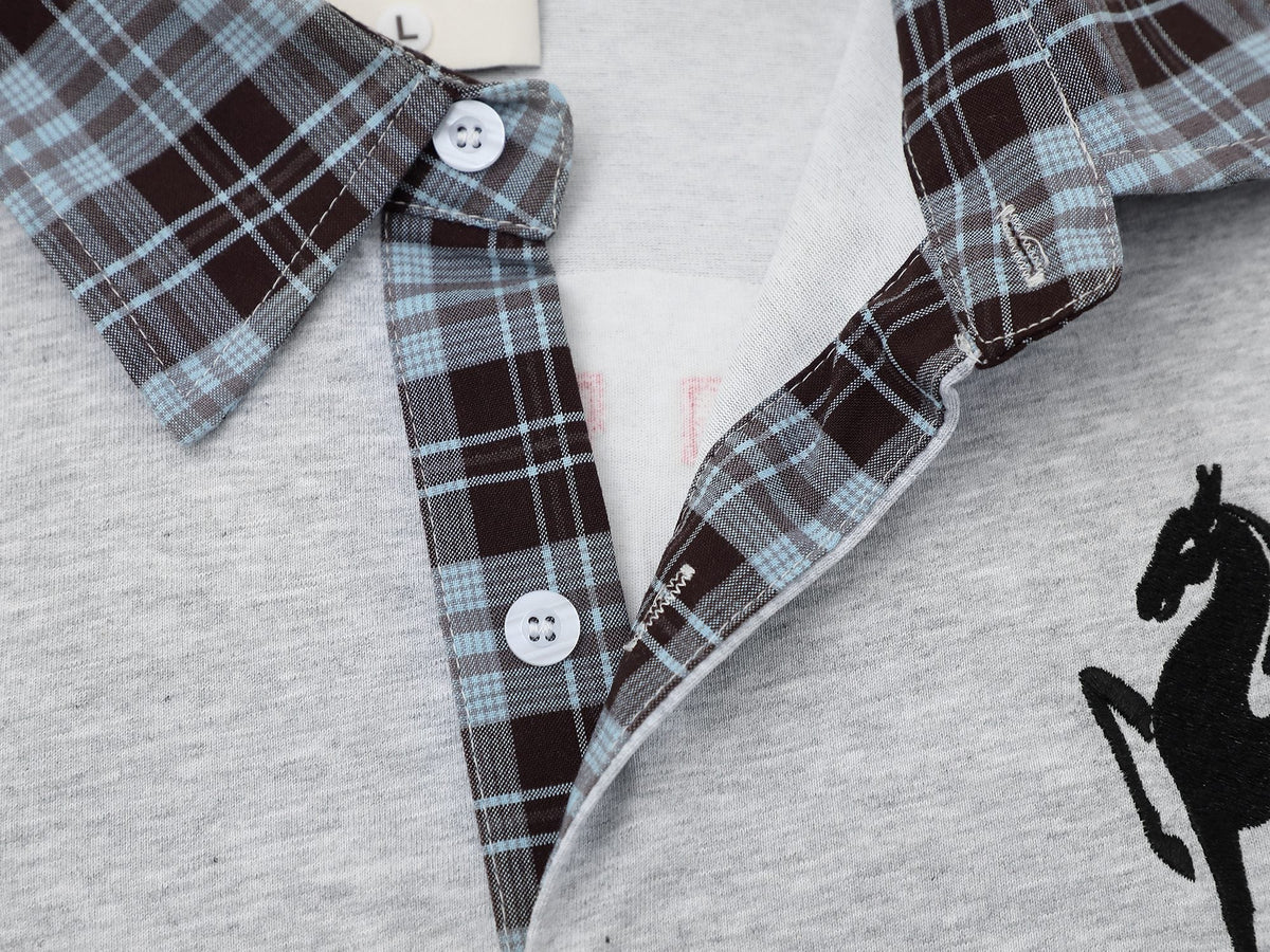Madxmarx Plaid Sleeve Polo Shirt