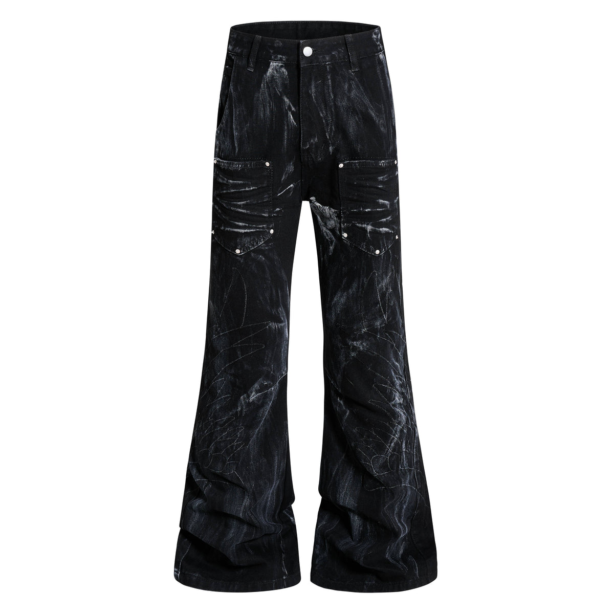 Madxmarx Washed Utility Flare Denim Jeans