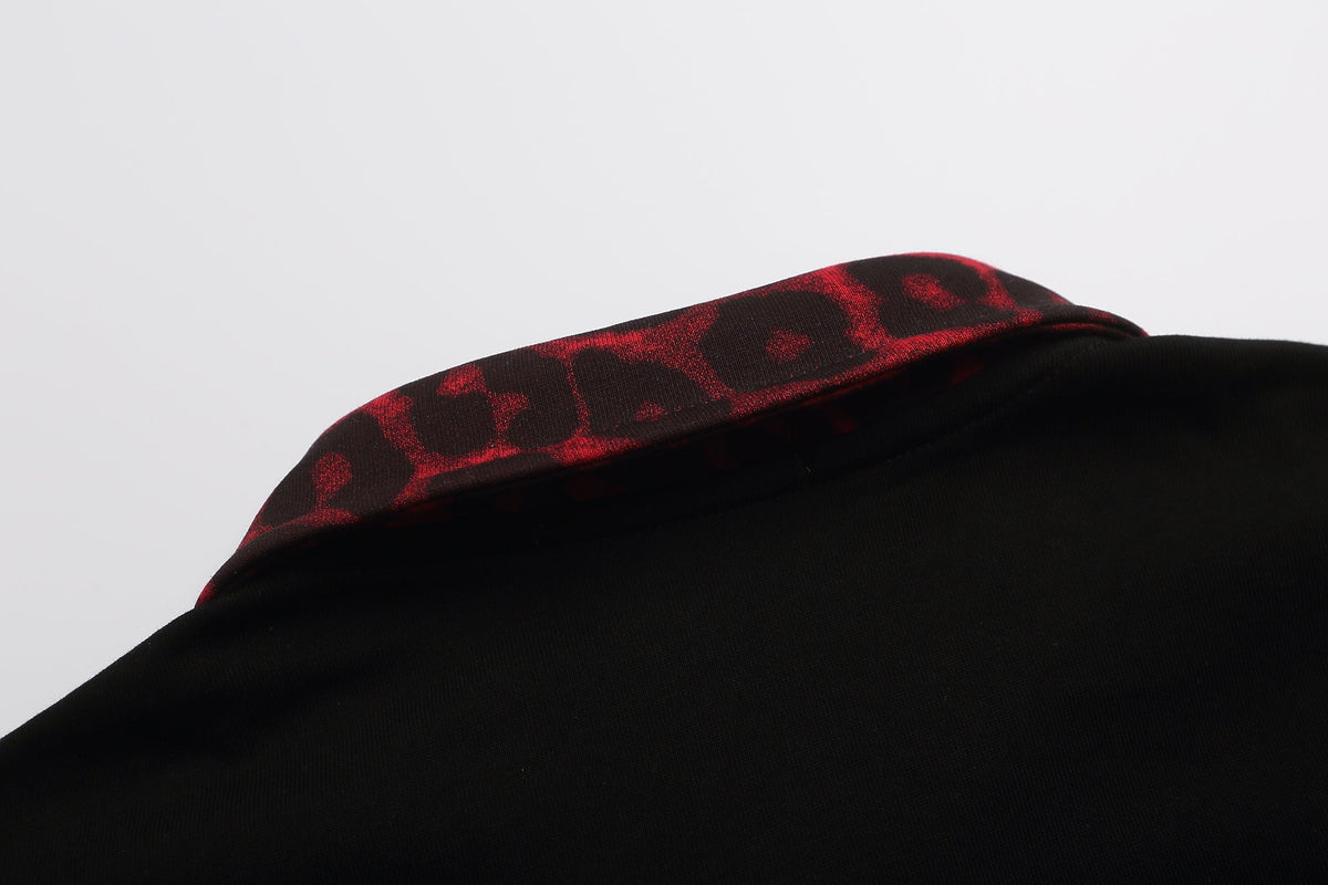 Madxmarx Leopard Collar Graphic Polo Shirt
