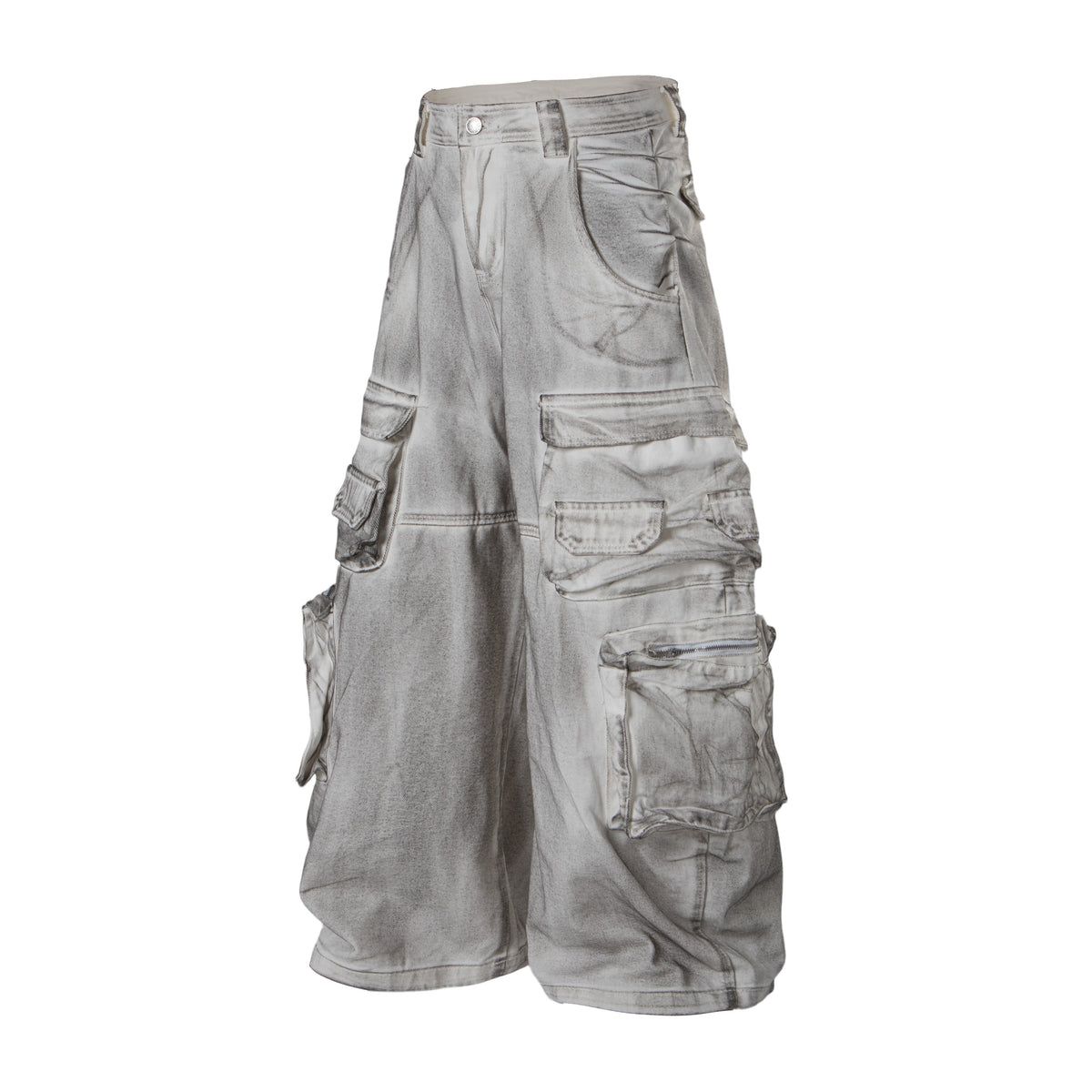 Madxmarx Multi-Pocket Washed Cargo Jeans