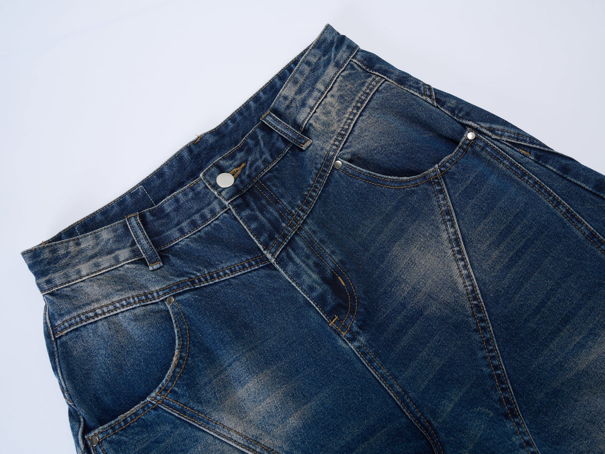 Madxmarx V-Panel Washed Wide-Leg Jeans