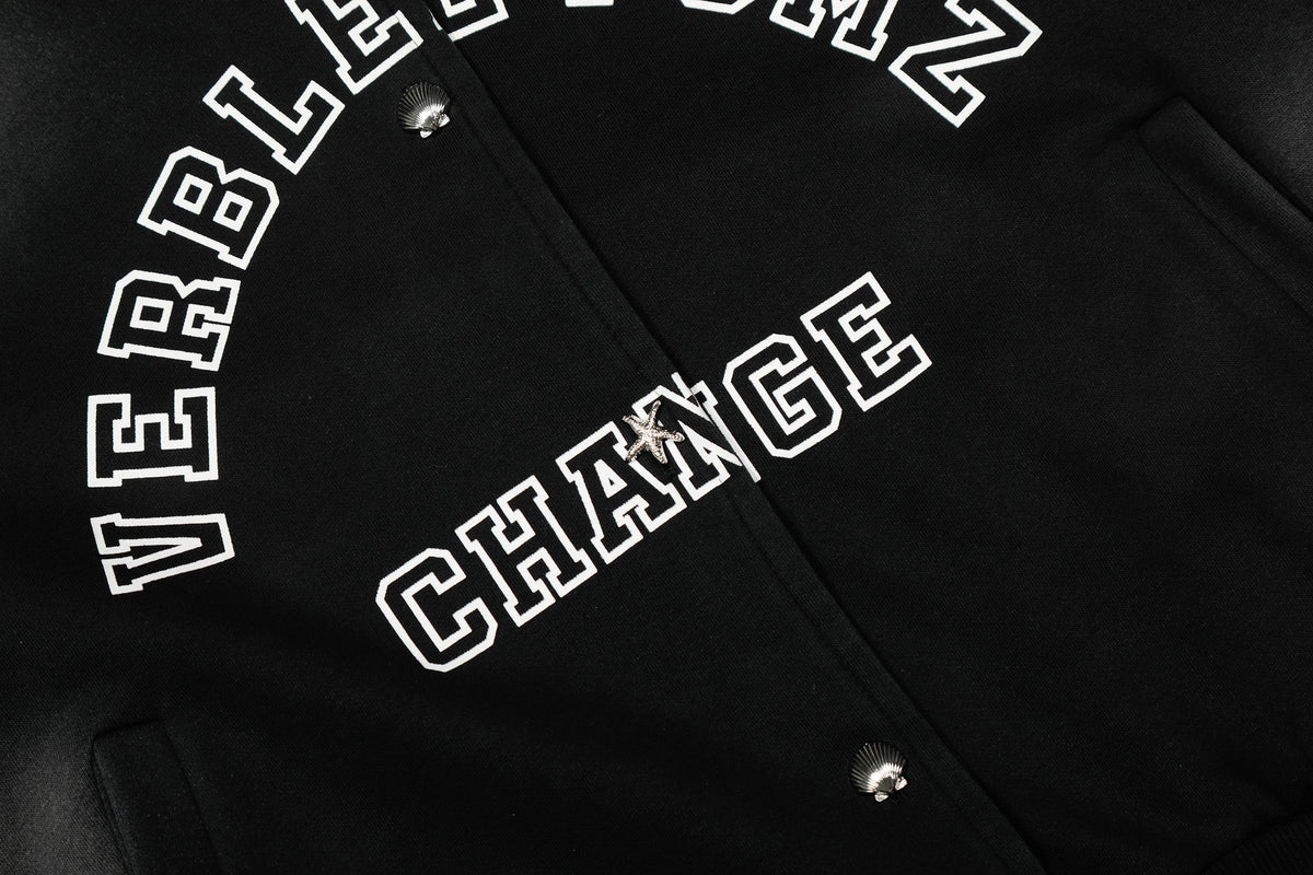 Madxmarx “Change” Spray-Fade Varsity Hoodie Jacket