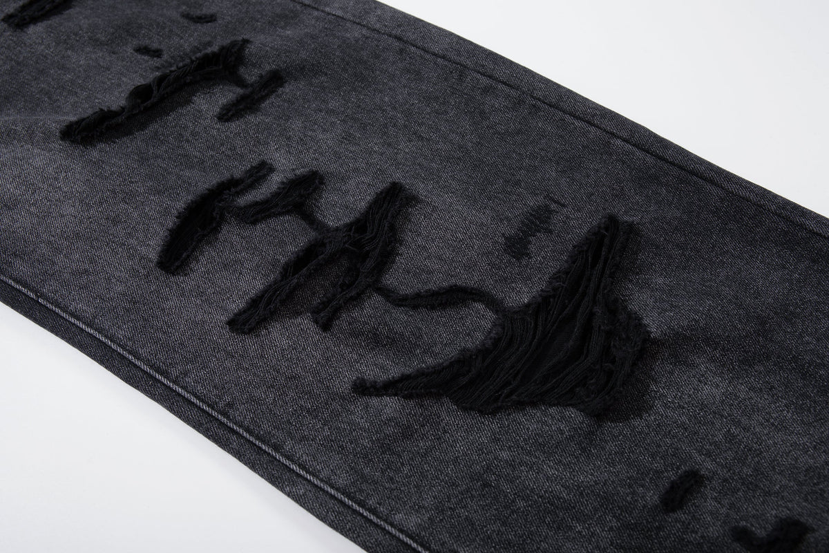 Madxmarx Jeans mit weitem Bein in beschichteter Distress-Optik