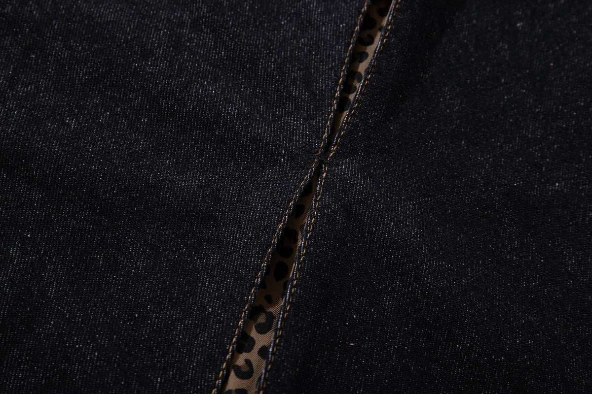 Madxmarx Leopard Panel Wide-Leg Jeans
