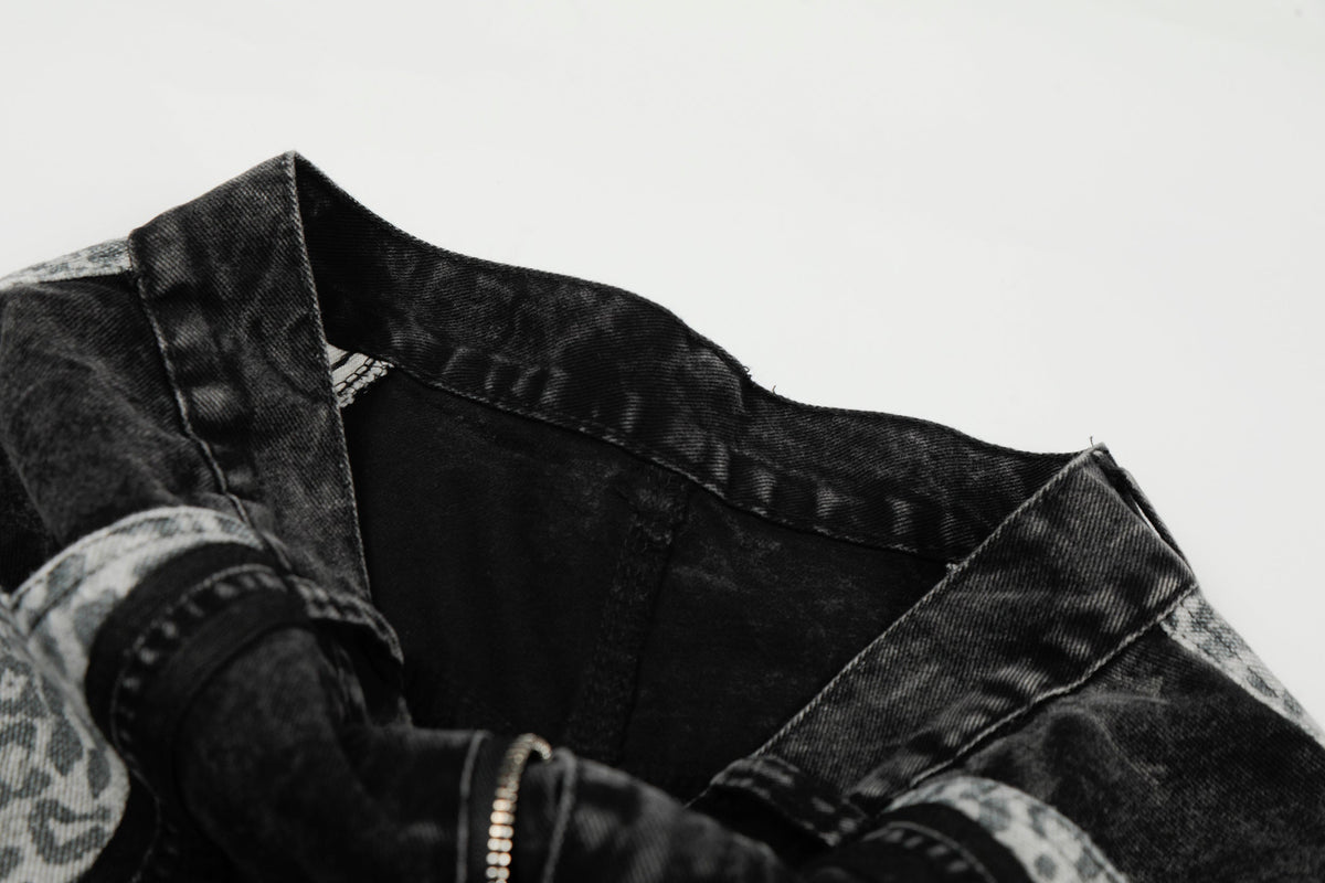 Pantalon en jean à empiècement léopard Madxmarx