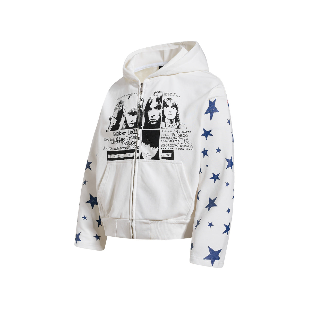 Madxmarx Star Sleeve Graphic Zip-Up Hoodie