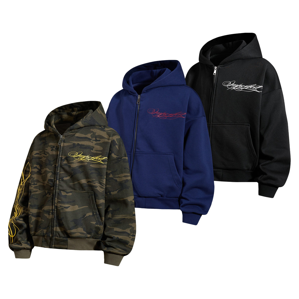 Madxmarx Script Sleeve Zip-Up Hoodie