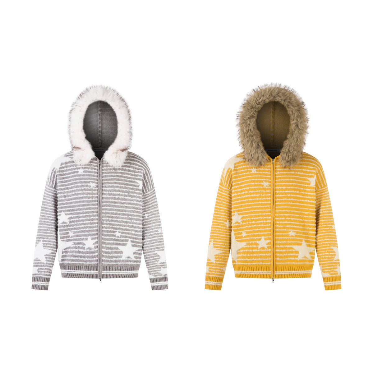 Madxmarx Star Knit Faux Fur Hoodie
