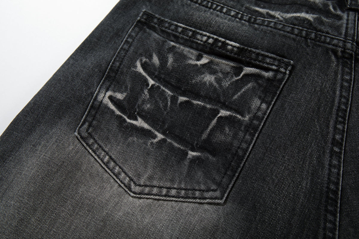 Madxmarx Cracked-Wash Wide-Leg Denim