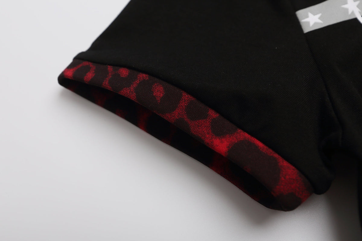 Madxmarx Leopard Collar Graphic Polo Shirt