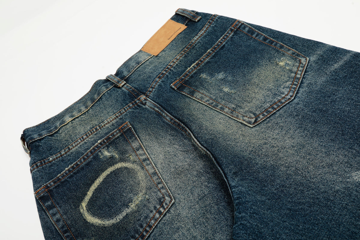 Madxmarx Vintage-Waschung Wide-Leg-Jeans