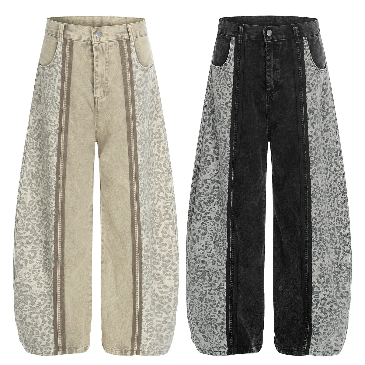 Pantalon en jean à empiècement léopard Madxmarx