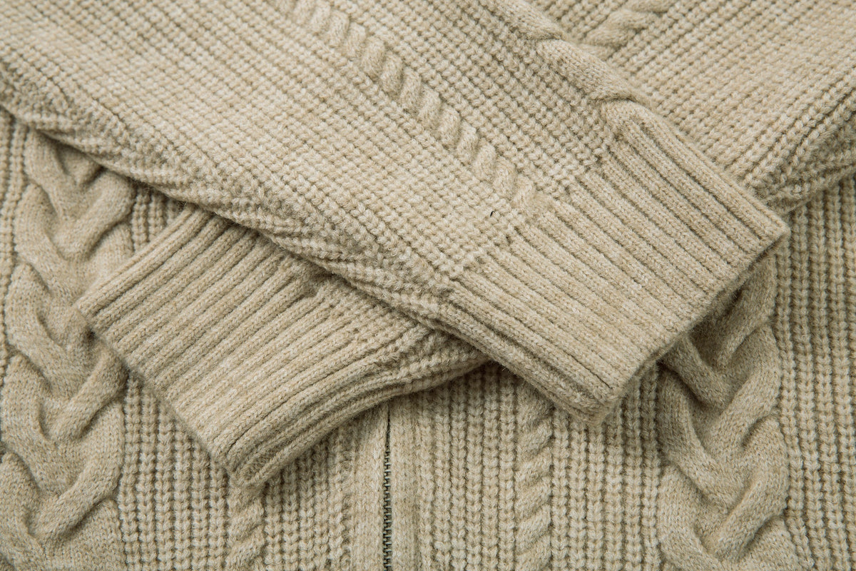 Madxmarx Cable Knit Zip-Up Sweater Jacket