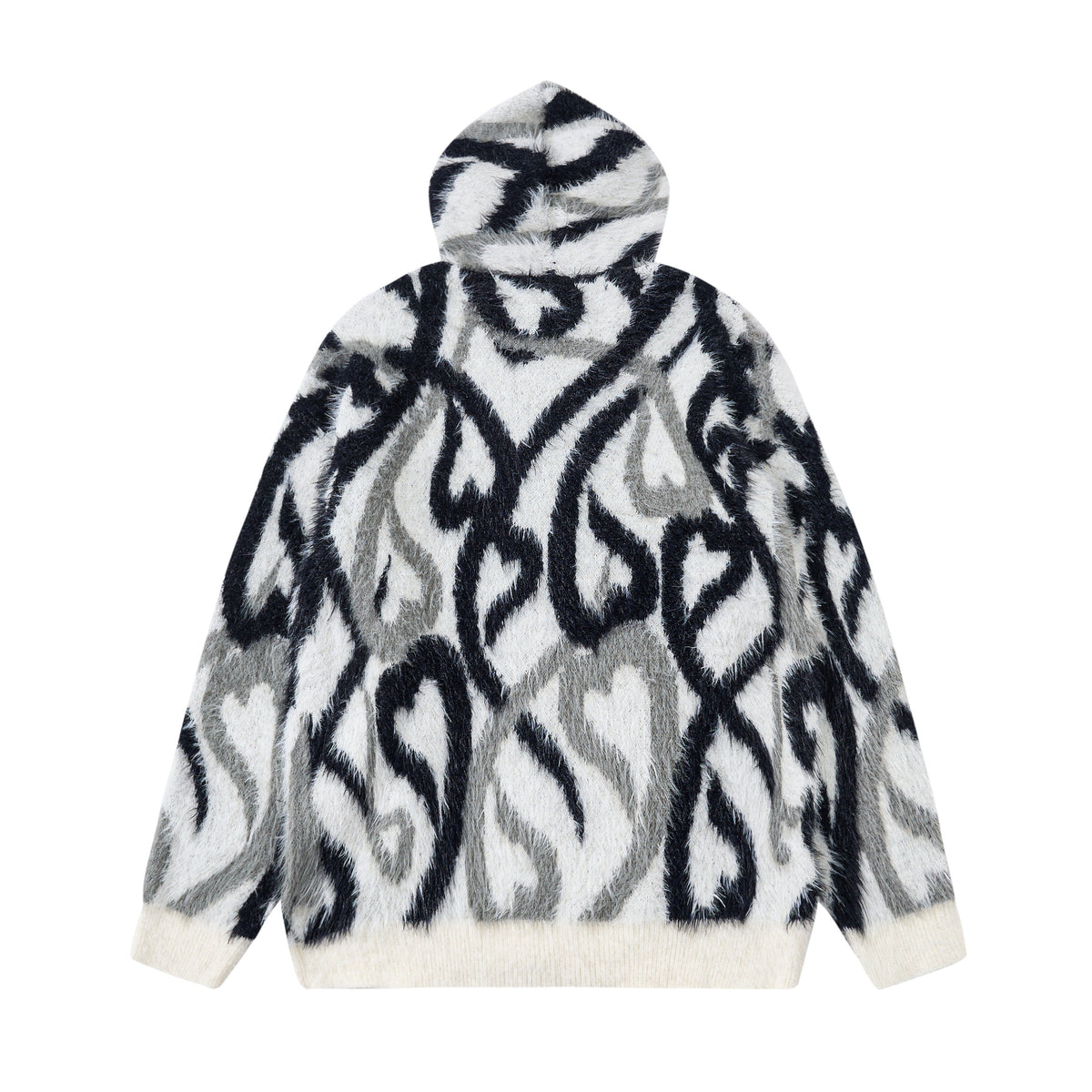 Madxmarx Flame Pattern Fleece Zip Hoodie