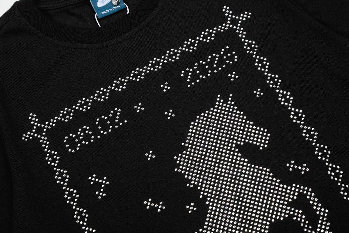 Madxmarx Rhinestone Horse Graphic T-Shirt