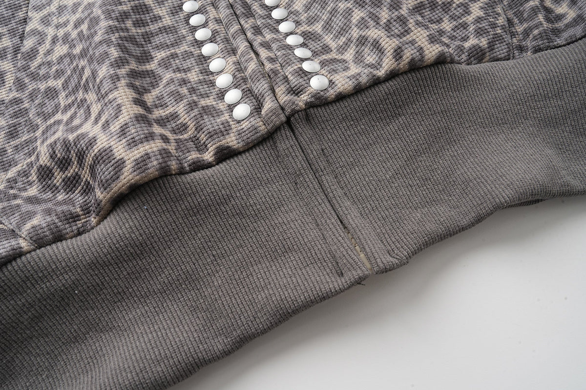 Madxmarx Studded Cross Cropped Zip Hoodie