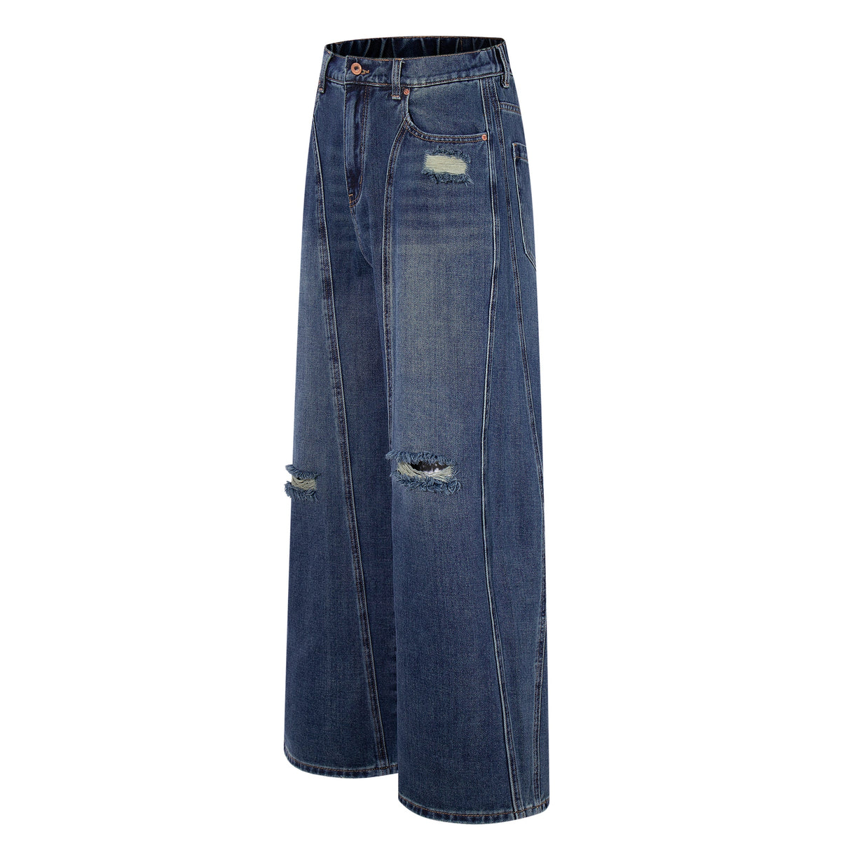 Madxmarx Distressed Panel Wide-Leg Jeans