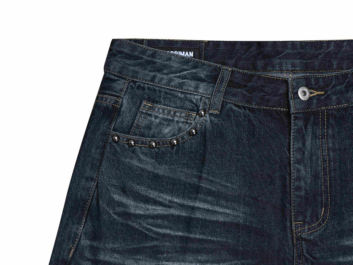 Madxmarx Union Jack Studded Wide-Leg Jeans