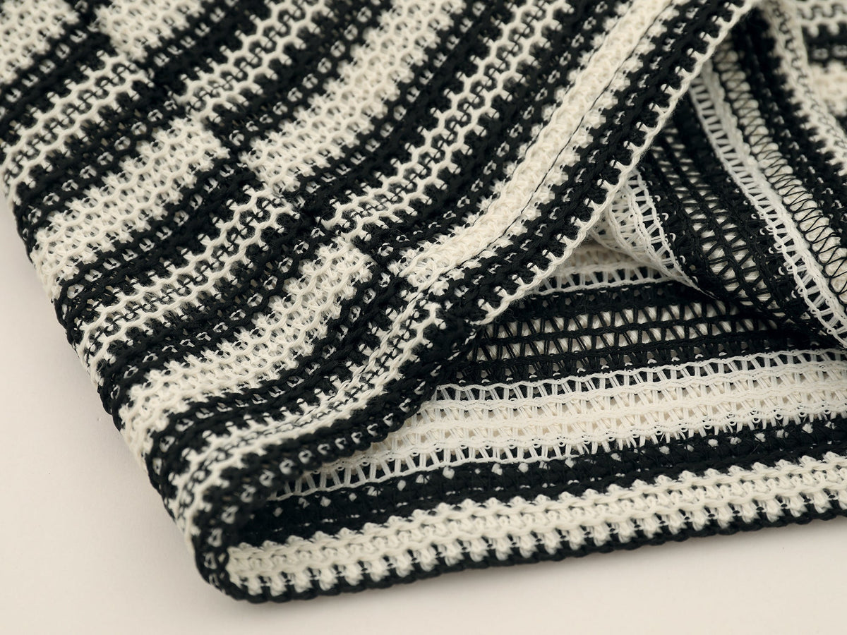 Madxmarx Striped Knit Long-Sleeve Polo