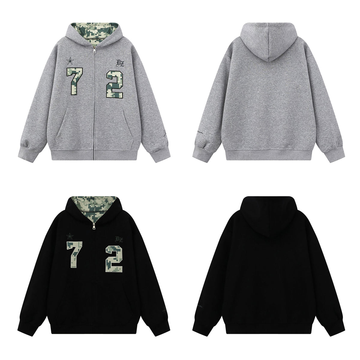 Madxmarx Camo Varsity Zip-Up Hoodie