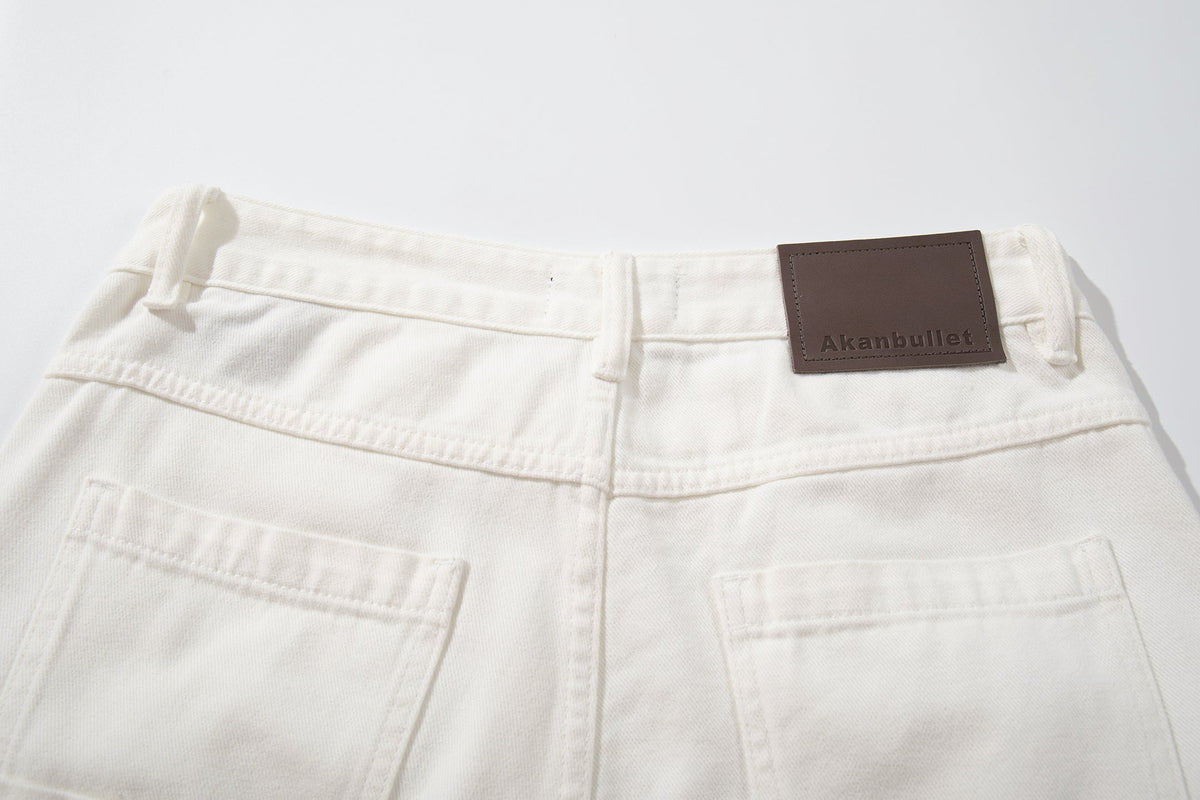 Jeans Wide-Leg Branco Clean-Edge Madxmarx