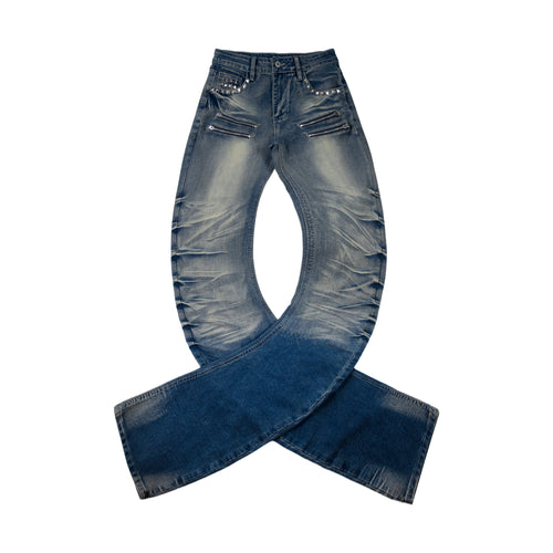 Jean moto à zip empilé Madxmarx - TP / Bleu