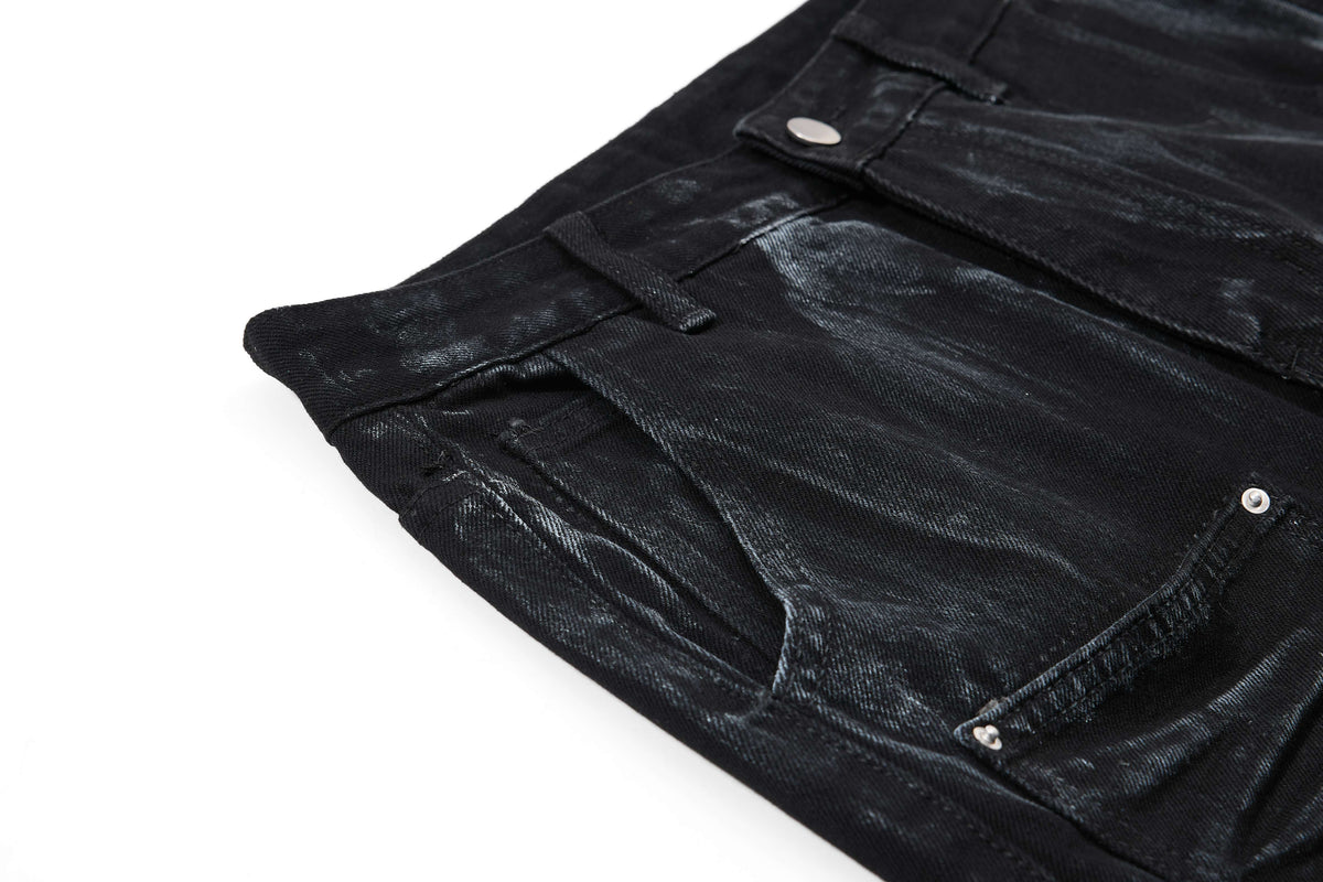 Madxmarx Washed Utility Flare Denim Jeans
