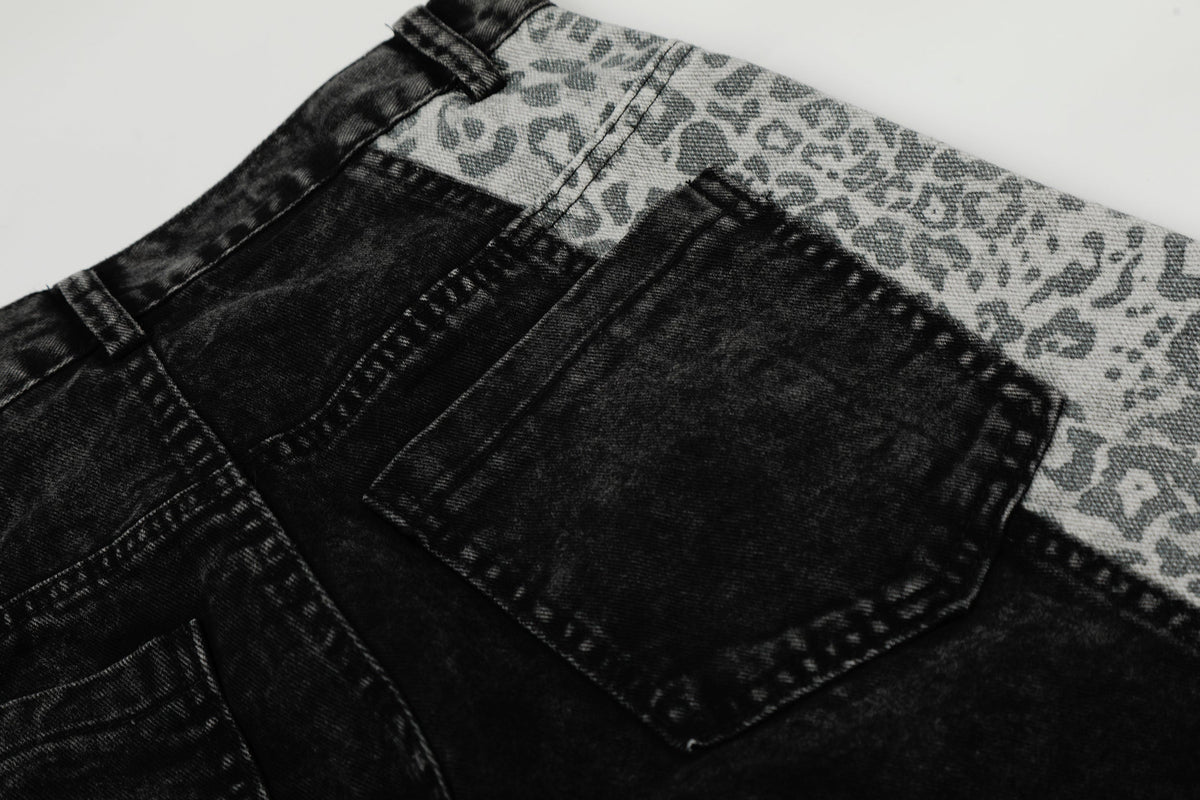 Pantalon en jean à empiècement léopard Madxmarx