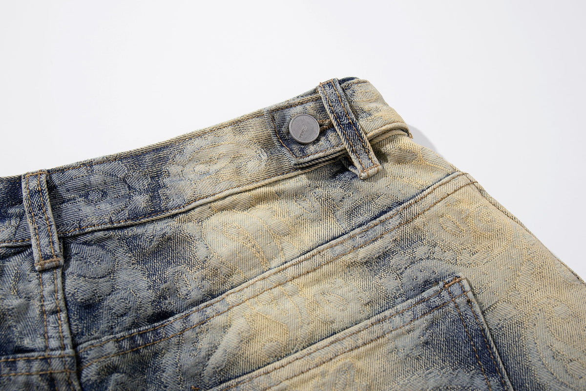 Madxmarx Paisley Spray-Fade Jeans mit weitem Bein