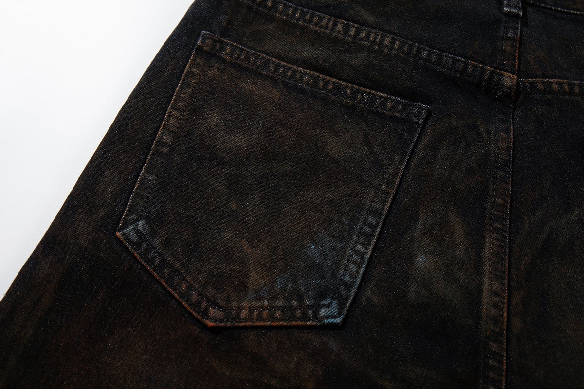Madxmarx Hand-Painted Washed Wide-Leg Jeans