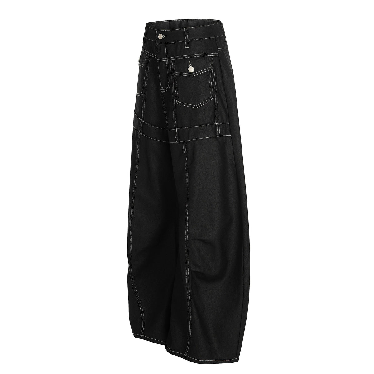 Pantalon large en jean à surpiqûres contrastantes Madxmarx