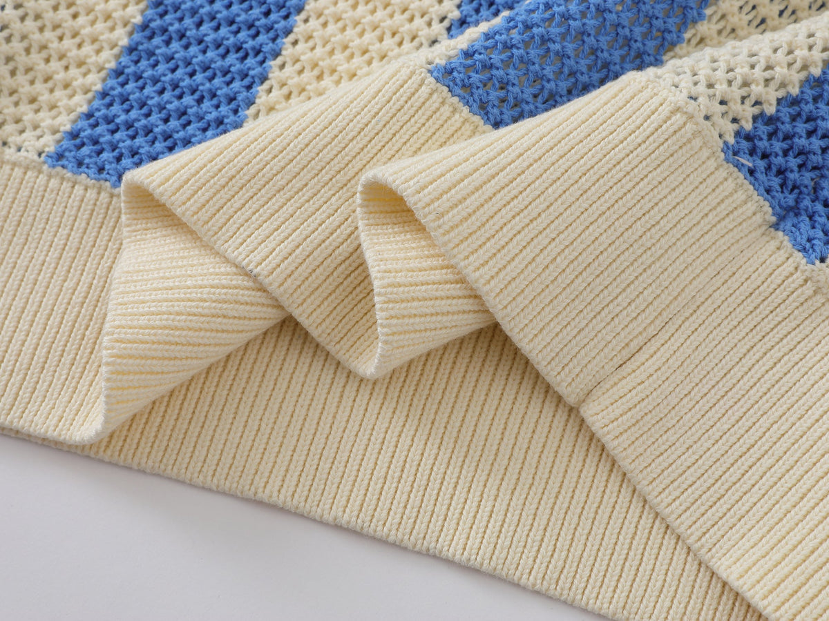 Madxmarx Retro Mesh Knit Polo Sweater