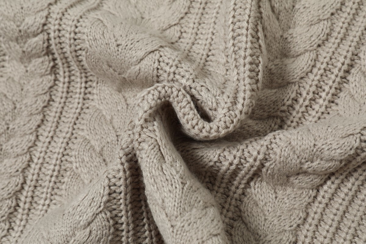 Madxmarx High Neck Cable Knit Zip Sweater