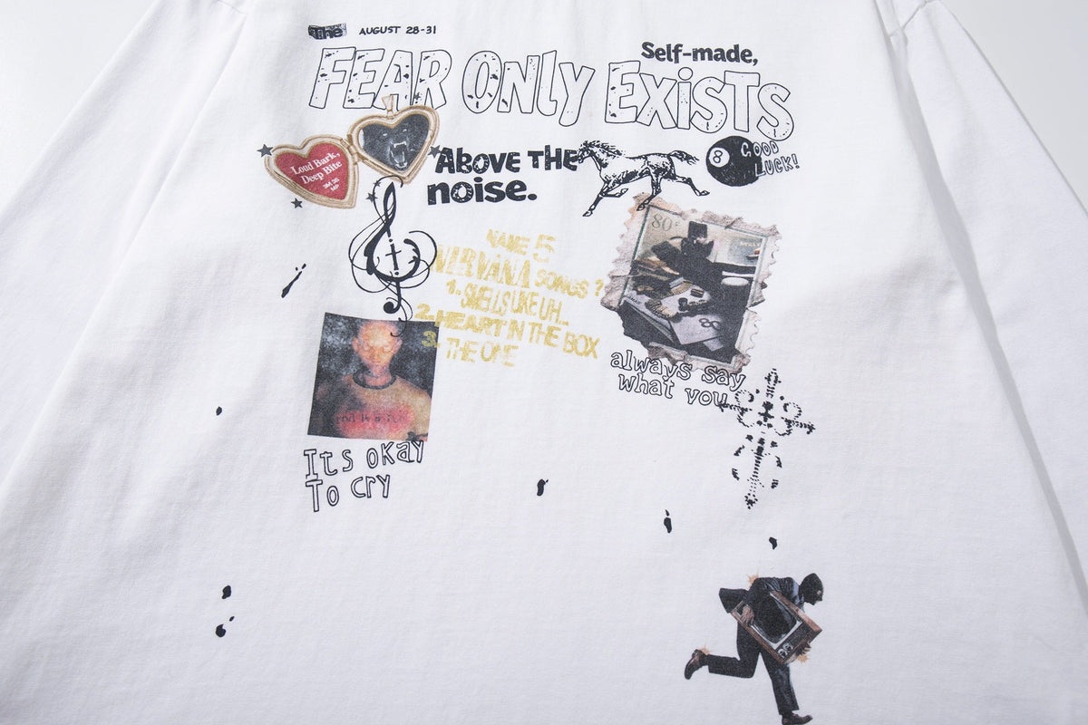 Madxmarx Fear Only Exists Distressed Long Sleeve Tee