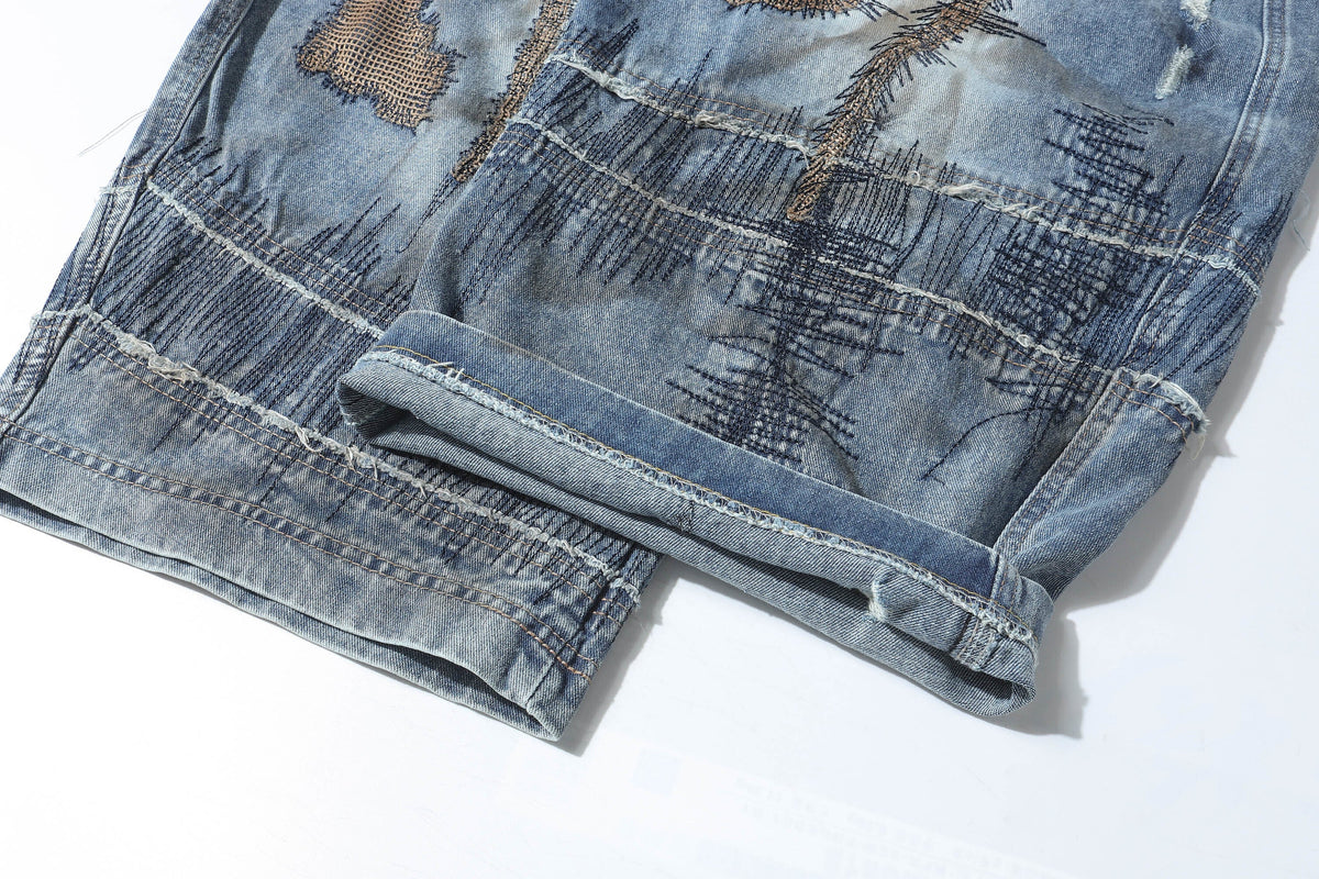Pantalon en jean patchwork effet vieilli Madxmarx