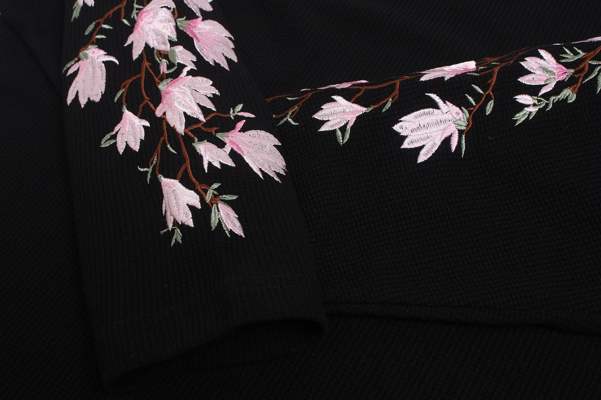 Madxmarx Floral Sleeve Waffle Long Sleeve