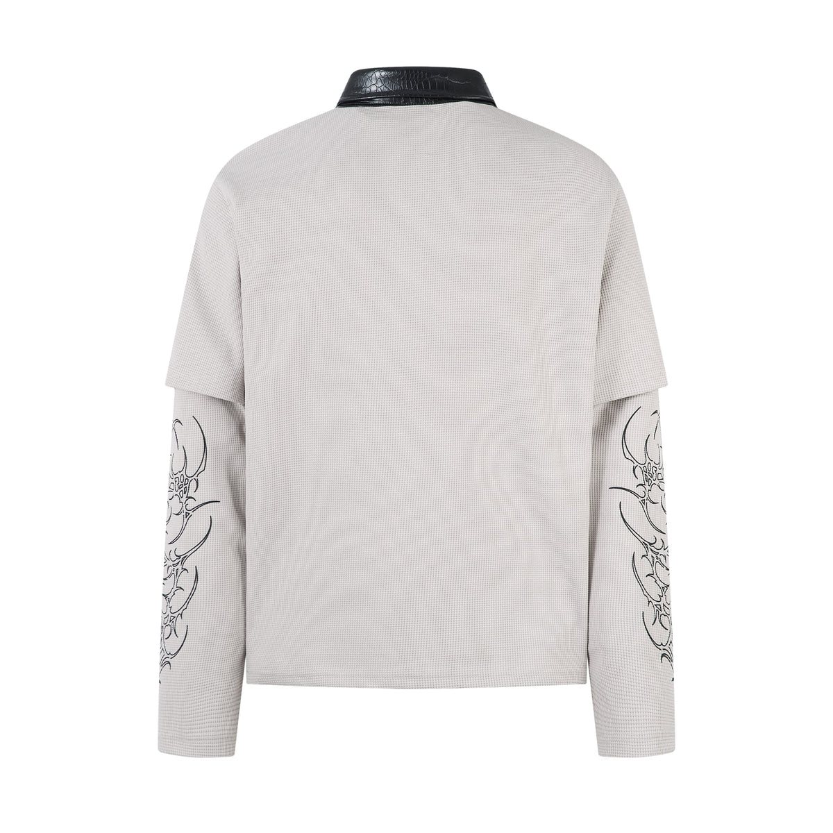 Madxmarx Barbed Poetry Layered Collar Long Sleeve Polo