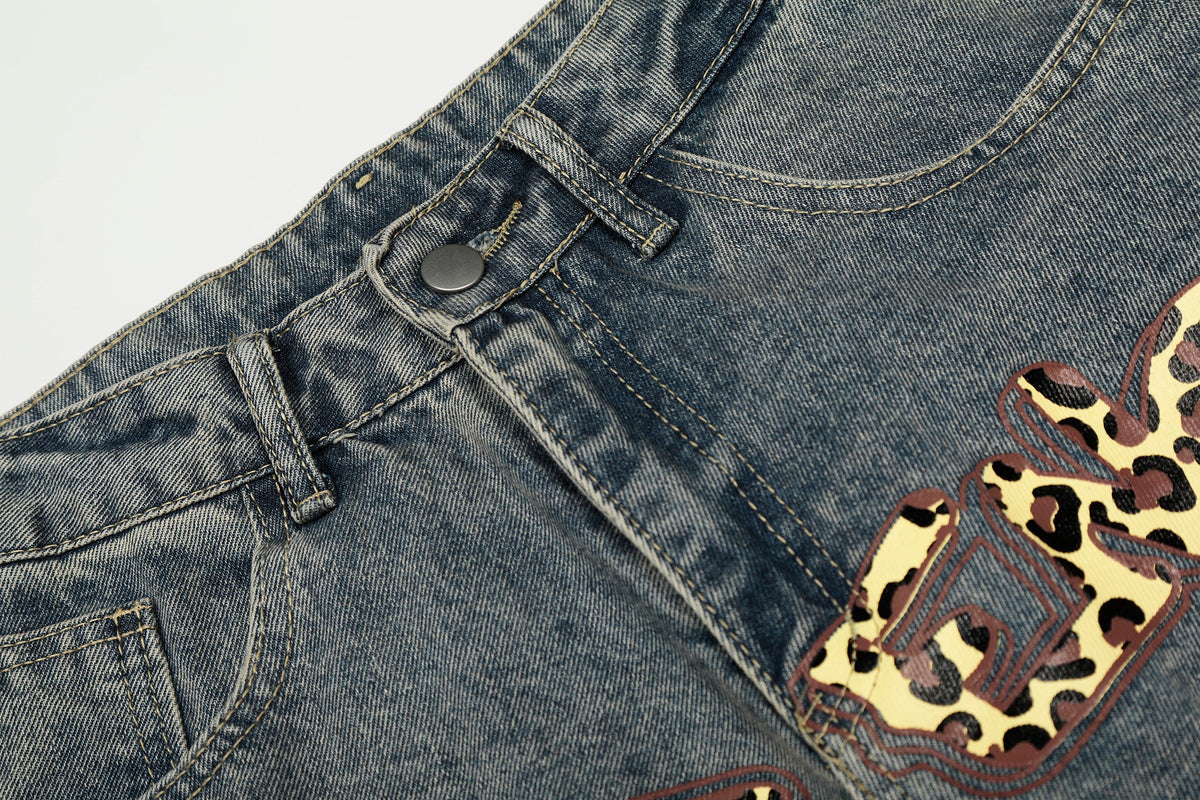 Jeans larges à motif léopard Madxmarx Star
